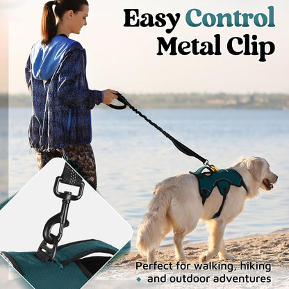 Escape Proof Dog Harness for Large, No Pull with Lift Handle | No Escape, Full Soft Padded, Reflective Adjustable Vest, Leash Clip for Walking Hiking Training, Black, Large