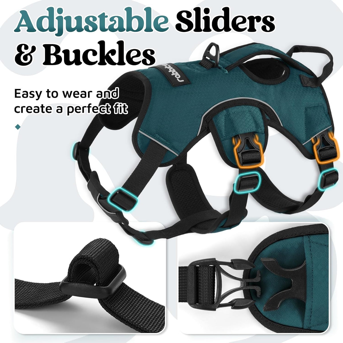 Escape Proof Dog Harness for Large, No Pull with Lift Handle | No Escape, Full Soft Padded, Reflective Adjustable Vest, Leash Clip for Walking Hiking Training, Black, Large