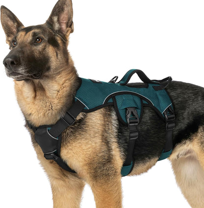 Escape Proof Dog Harness for Large, No Pull with Lift Handle | No Escape, Full Soft Padded, Reflective Adjustable Vest, Leash Clip for Walking Hiking Training, Black, Large