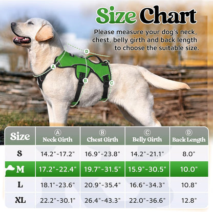 Escape Proof Dog Harness for Large, No Pull with Lift Handle | No Escape, Full Soft Padded, Reflective Adjustable Vest, Leash Clip for Walking Hiking Training, Black, Large