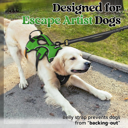 Escape Proof Dog Harness for Large, No Pull with Lift Handle | No Escape, Full Soft Padded, Reflective Adjustable Vest, Leash Clip for Walking Hiking Training, Black, Large