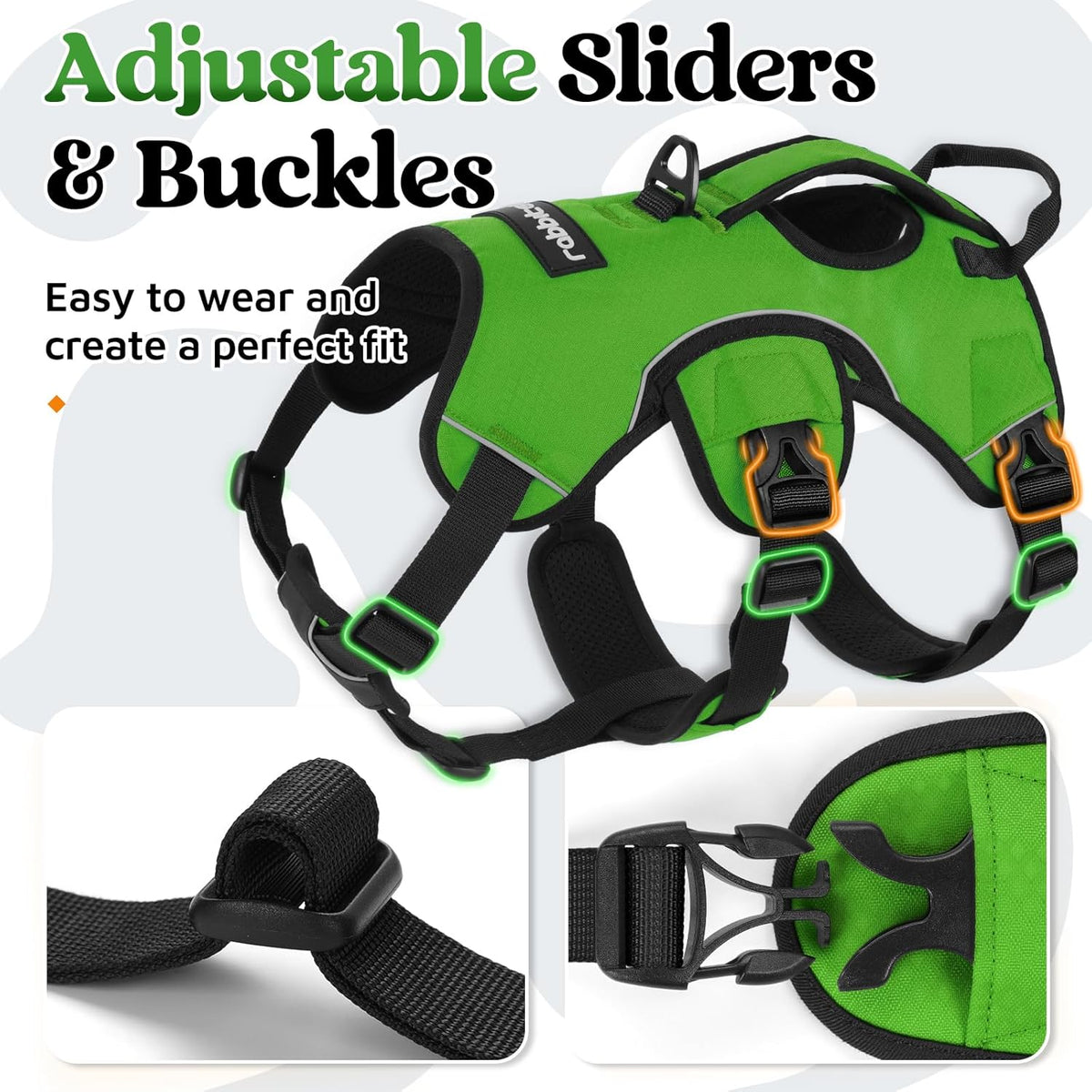 Escape Proof Dog Harness for Large, No Pull with Lift Handle | No Escape, Full Soft Padded, Reflective Adjustable Vest, Leash Clip for Walking Hiking Training, Black, Large