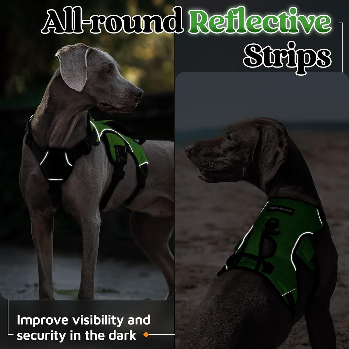 Escape Proof Dog Harness for Large, No Pull with Lift Handle | No Escape, Full Soft Padded, Reflective Adjustable Vest, Leash Clip for Walking Hiking Training, Black, Large