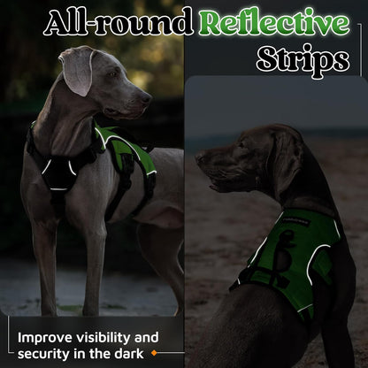 Escape Proof Dog Harness for Large, No Pull with Lift Handle | No Escape, Full Soft Padded, Reflective Adjustable Vest, Leash Clip for Walking Hiking Training, Black, Large