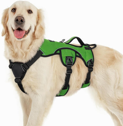 Escape Proof Dog Harness for Large, No Pull with Lift Handle | No Escape, Full Soft Padded, Reflective Adjustable Vest, Leash Clip for Walking Hiking Training, Black, Large