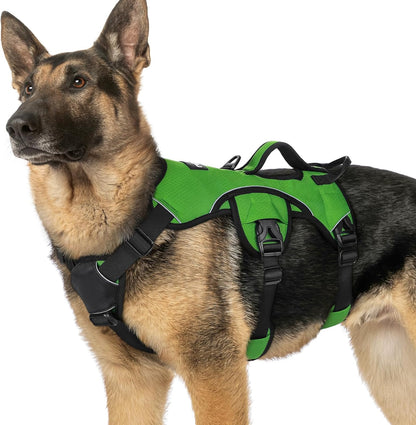 Escape Proof Dog Harness for Large, No Pull with Lift Handle | No Escape, Full Soft Padded, Reflective Adjustable Vest, Leash Clip for Walking Hiking Training, Black, Large
