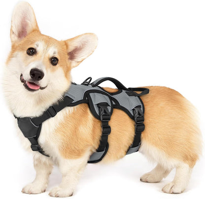 Escape Proof Dog Harness for Large, No Pull with Lift Handle | No Escape, Full Soft Padded, Reflective Adjustable Vest, Leash Clip for Walking Hiking Training, Black, Large