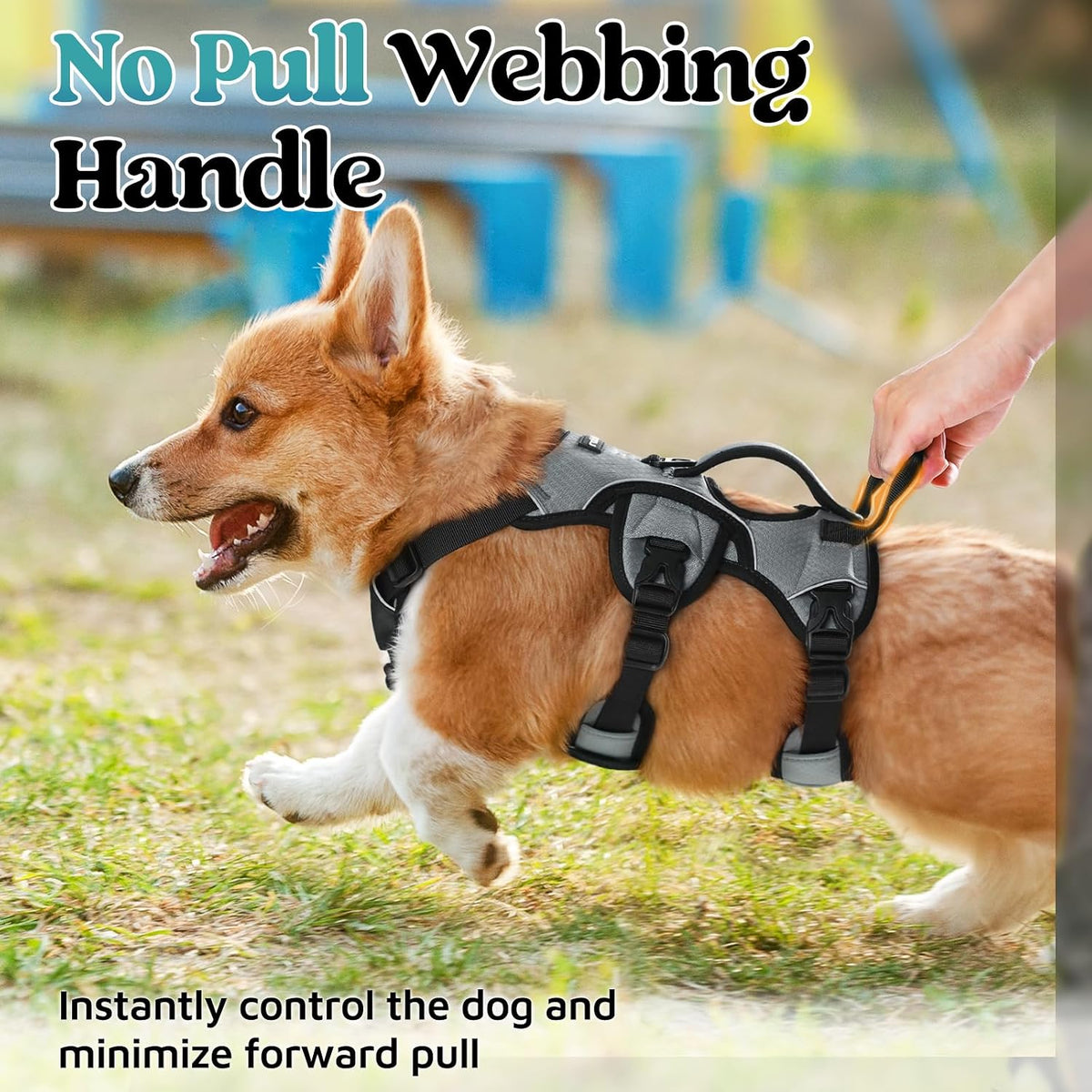 Escape Proof Dog Harness for Large, No Pull with Lift Handle | No Escape, Full Soft Padded, Reflective Adjustable Vest, Leash Clip for Walking Hiking Training, Black, Large