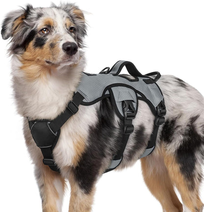 Escape Proof Dog Harness for Large, No Pull with Lift Handle | No Escape, Full Soft Padded, Reflective Adjustable Vest, Leash Clip for Walking Hiking Training, Black, Large