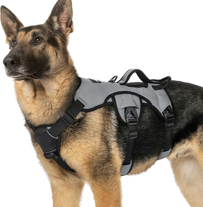 Escape Proof Dog Harness for Large, No Pull with Lift Handle | No Escape, Full Soft Padded, Reflective Adjustable Vest, Leash Clip for Walking Hiking Training, Black, Large