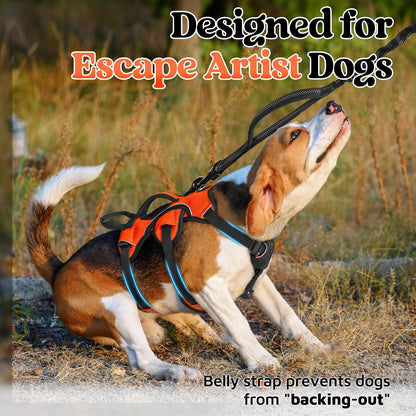 Escape Proof Dog Harness for Large, No Pull with Lift Handle | No Escape, Full Soft Padded, Reflective Adjustable Vest, Leash Clip for Walking Hiking Training, Black, Large