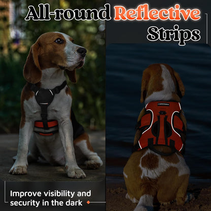 Escape Proof Dog Harness for Large, No Pull with Lift Handle | No Escape, Full Soft Padded, Reflective Adjustable Vest, Leash Clip for Walking Hiking Training, Black, Large