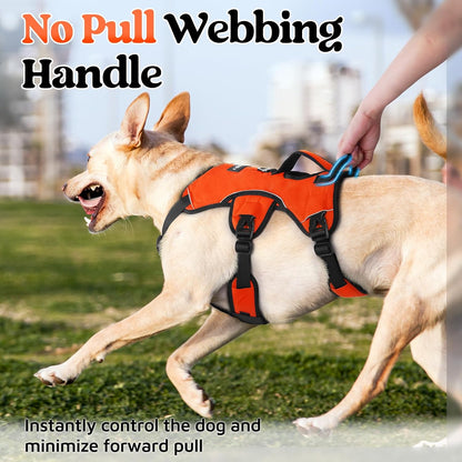 Escape Proof Dog Harness for Large, No Pull with Lift Handle | No Escape, Full Soft Padded, Reflective Adjustable Vest, Leash Clip for Walking Hiking Training, Black, Large