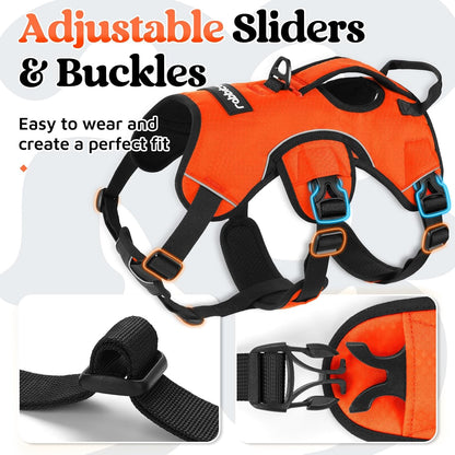 Escape Proof Dog Harness for Large, No Pull with Lift Handle | No Escape, Full Soft Padded, Reflective Adjustable Vest, Leash Clip for Walking Hiking Training, Black, Large