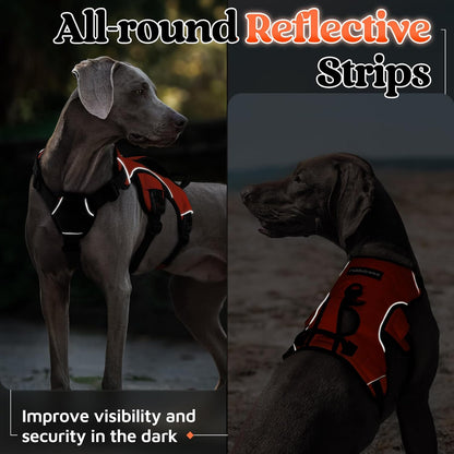 Escape Proof Dog Harness for Large, No Pull with Lift Handle | No Escape, Full Soft Padded, Reflective Adjustable Vest, Leash Clip for Walking Hiking Training, Black, Large