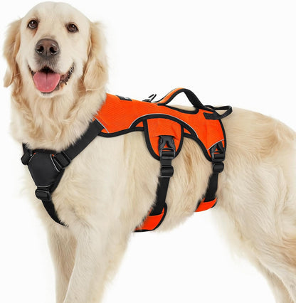 Escape Proof Dog Harness for Large, No Pull with Lift Handle | No Escape, Full Soft Padded, Reflective Adjustable Vest, Leash Clip for Walking Hiking Training, Black, Large