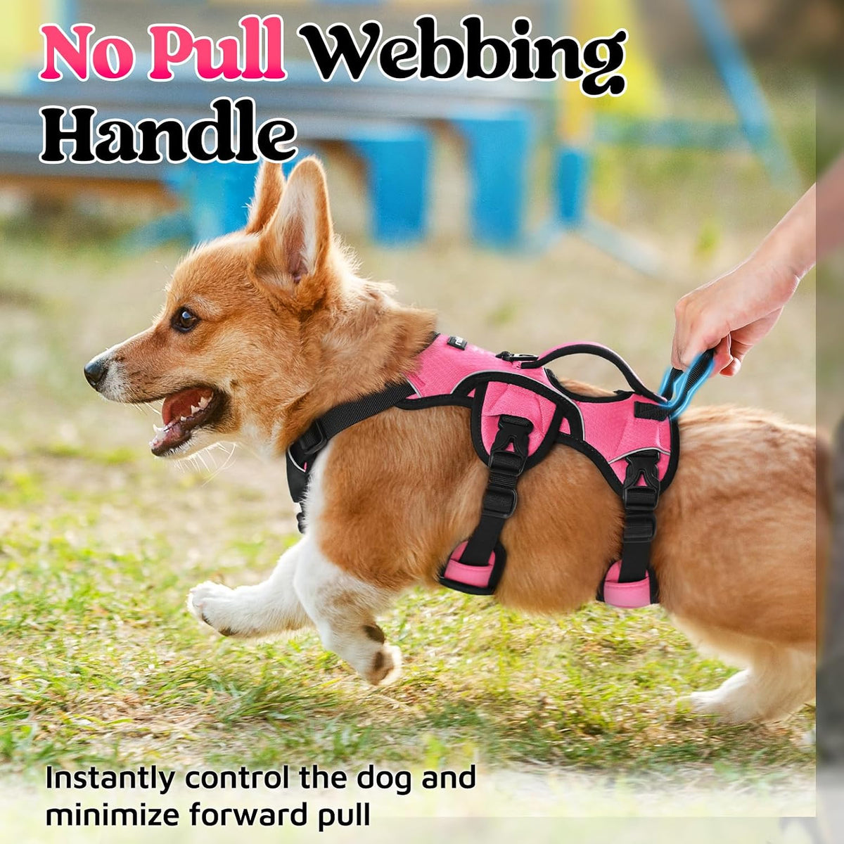 Escape Proof Dog Harness for Large, No Pull with Lift Handle | No Escape, Full Soft Padded, Reflective Adjustable Vest, Leash Clip for Walking Hiking Training, Black, Large