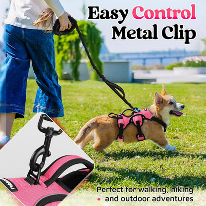 Escape Proof Dog Harness for Large, No Pull with Lift Handle | No Escape, Full Soft Padded, Reflective Adjustable Vest, Leash Clip for Walking Hiking Training, Black, Large