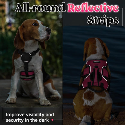 Escape Proof Dog Harness for Large, No Pull with Lift Handle | No Escape, Full Soft Padded, Reflective Adjustable Vest, Leash Clip for Walking Hiking Training, Black, Large