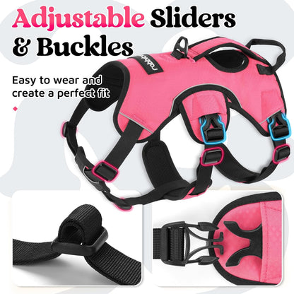 Escape Proof Dog Harness for Large, No Pull with Lift Handle | No Escape, Full Soft Padded, Reflective Adjustable Vest, Leash Clip for Walking Hiking Training, Black, Large