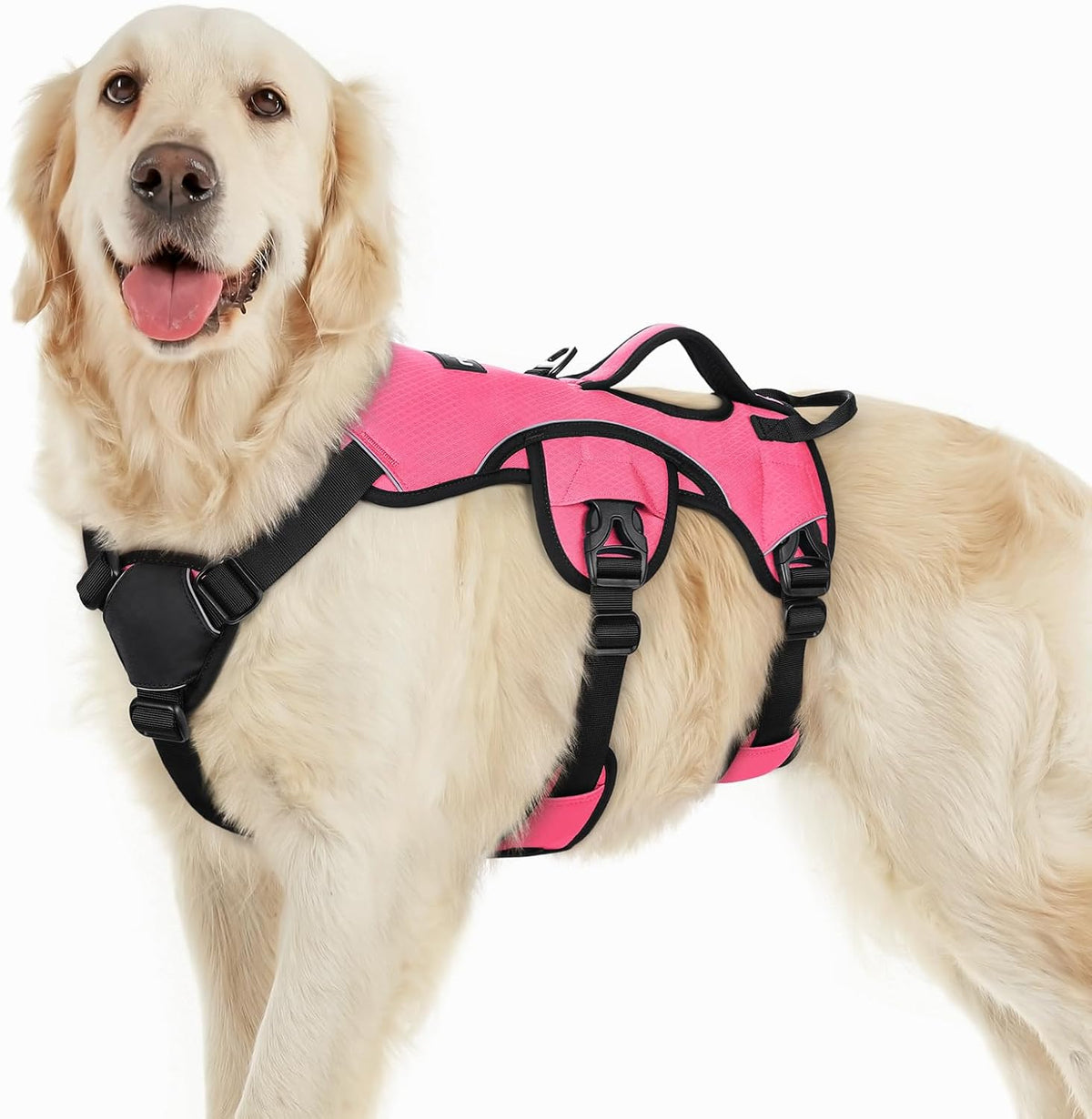 Escape Proof Dog Harness for Large, No Pull with Lift Handle | No Escape, Full Soft Padded, Reflective Adjustable Vest, Leash Clip for Walking Hiking Training, Black, Large