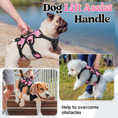 Escape Proof Dog Harness for Large, No Pull with Lift Handle | No Escape, Full Soft Padded, Reflective Adjustable Vest, Leash Clip for Walking Hiking Training, Black, Large