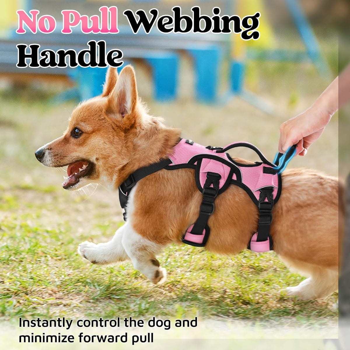 Escape Proof Dog Harness for Large, No Pull with Lift Handle | No Escape, Full Soft Padded, Reflective Adjustable Vest, Leash Clip for Walking Hiking Training, Black, Large
