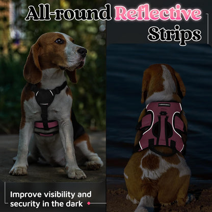 Escape Proof Dog Harness for Large, No Pull with Lift Handle | No Escape, Full Soft Padded, Reflective Adjustable Vest, Leash Clip for Walking Hiking Training, Black, Large