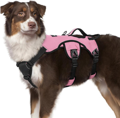 Escape Proof Dog Harness for Large, No Pull with Lift Handle | No Escape, Full Soft Padded, Reflective Adjustable Vest, Leash Clip for Walking Hiking Training, Black, Large