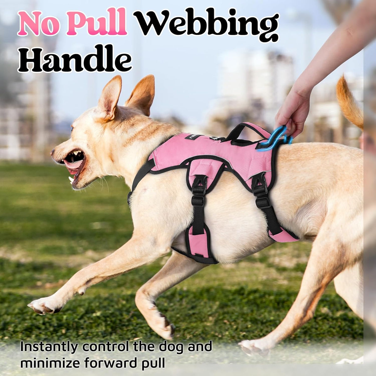Escape Proof Dog Harness for Large, No Pull with Lift Handle | No Escape, Full Soft Padded, Reflective Adjustable Vest, Leash Clip for Walking Hiking Training, Black, Large