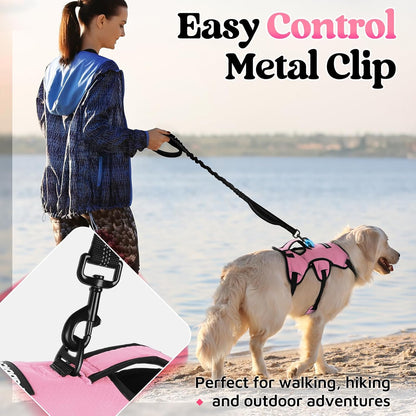 Escape Proof Dog Harness for Large, No Pull with Lift Handle | No Escape, Full Soft Padded, Reflective Adjustable Vest, Leash Clip for Walking Hiking Training, Black, Large