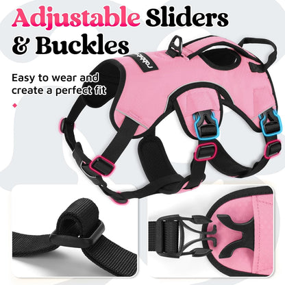 Escape Proof Dog Harness for Large, No Pull with Lift Handle | No Escape, Full Soft Padded, Reflective Adjustable Vest, Leash Clip for Walking Hiking Training, Black, Large