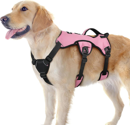 Escape Proof Dog Harness for Large, No Pull with Lift Handle | No Escape, Full Soft Padded, Reflective Adjustable Vest, Leash Clip for Walking Hiking Training, Black, Large