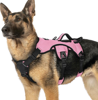 Escape Proof Dog Harness for Large, No Pull with Lift Handle | No Escape, Full Soft Padded, Reflective Adjustable Vest, Leash Clip for Walking Hiking Training, Black, Large