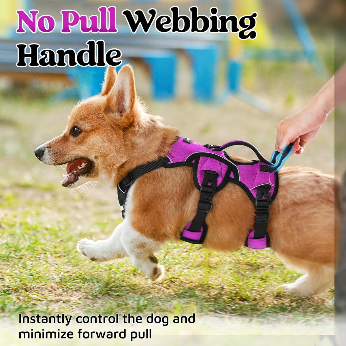 Escape Proof Dog Harness for Large, No Pull with Lift Handle | No Escape, Full Soft Padded, Reflective Adjustable Vest, Leash Clip for Walking Hiking Training, Black, Large