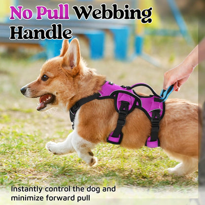 Escape Proof Dog Harness for Large, No Pull with Lift Handle | No Escape, Full Soft Padded, Reflective Adjustable Vest, Leash Clip for Walking Hiking Training, Black, Large