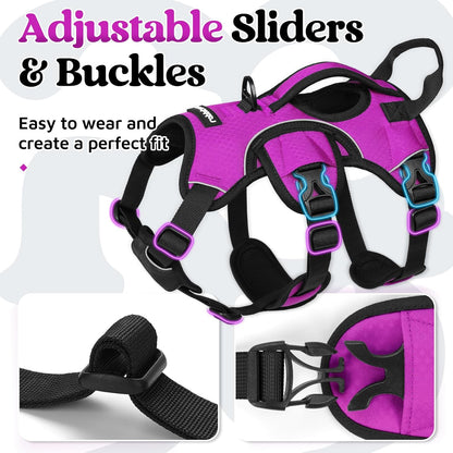 Escape Proof Dog Harness for Large, No Pull with Lift Handle | No Escape, Full Soft Padded, Reflective Adjustable Vest, Leash Clip for Walking Hiking Training, Black, Large