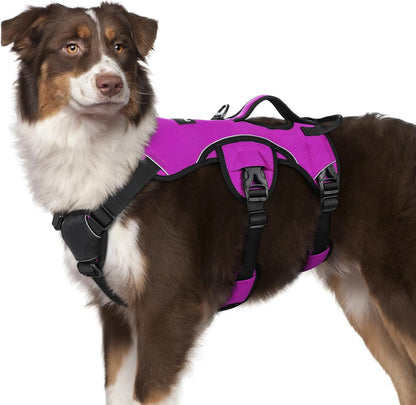 Escape Proof Dog Harness for Large, No Pull with Lift Handle | No Escape, Full Soft Padded, Reflective Adjustable Vest, Leash Clip for Walking Hiking Training, Black, Large