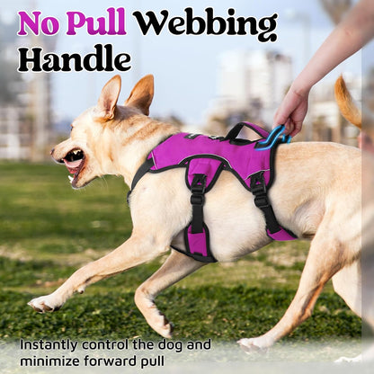 Escape Proof Dog Harness for Large, No Pull with Lift Handle | No Escape, Full Soft Padded, Reflective Adjustable Vest, Leash Clip for Walking Hiking Training, Black, Large