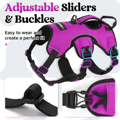 Escape Proof Dog Harness for Large, No Pull with Lift Handle | No Escape, Full Soft Padded, Reflective Adjustable Vest, Leash Clip for Walking Hiking Training, Black, Large