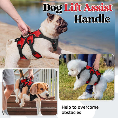 Escape Proof Dog Harness for Large, No Pull with Lift Handle | No Escape, Full Soft Padded, Reflective Adjustable Vest, Leash Clip for Walking Hiking Training, Black, Large