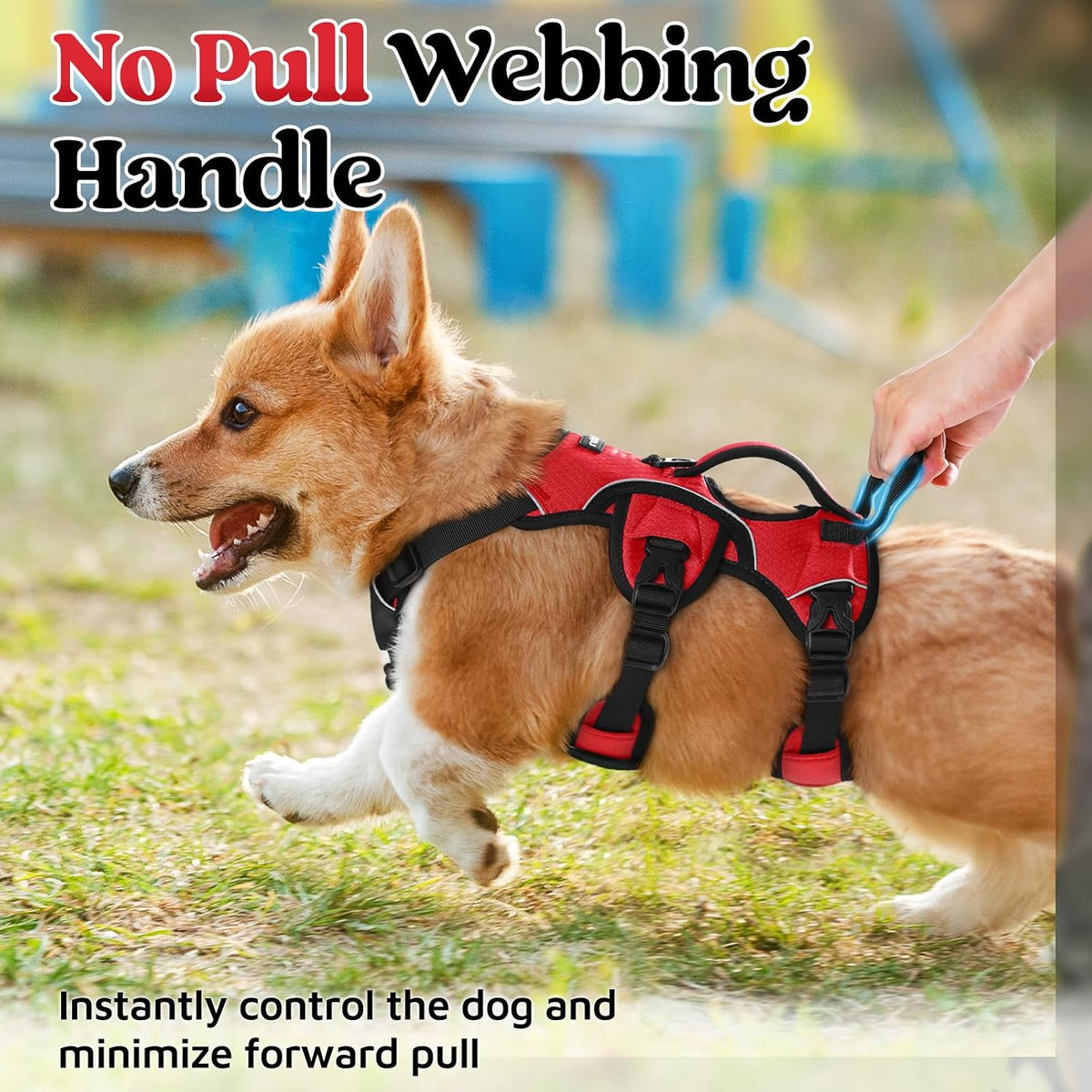 Escape Proof Dog Harness for Large, No Pull with Lift Handle | No Escape, Full Soft Padded, Reflective Adjustable Vest, Leash Clip for Walking Hiking Training, Black, Large