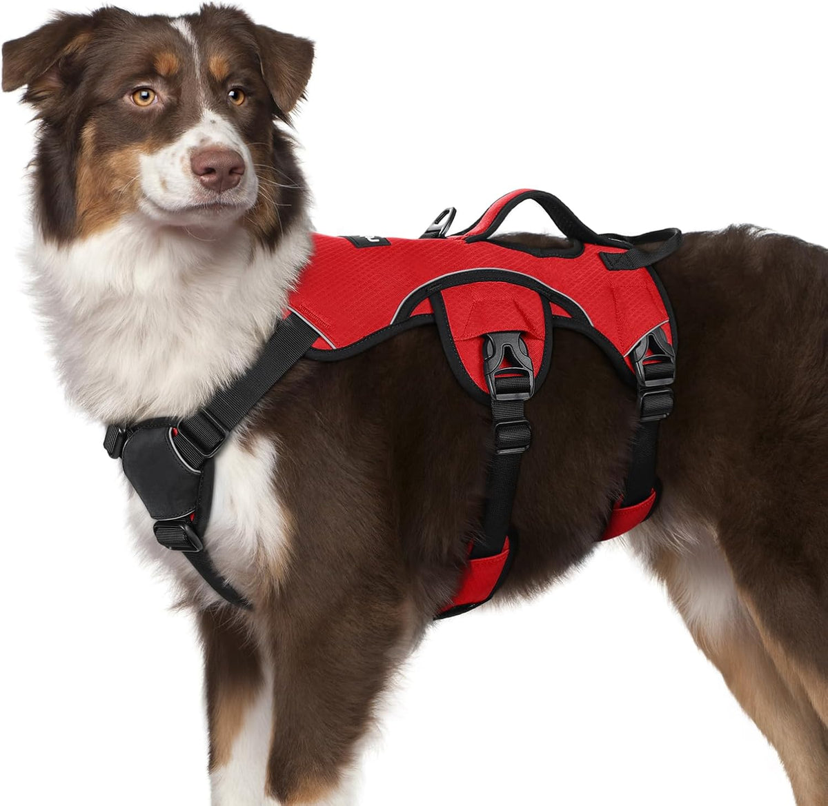 Escape Proof Dog Harness for Large, No Pull with Lift Handle | No Escape, Full Soft Padded, Reflective Adjustable Vest, Leash Clip for Walking Hiking Training, Black, Large