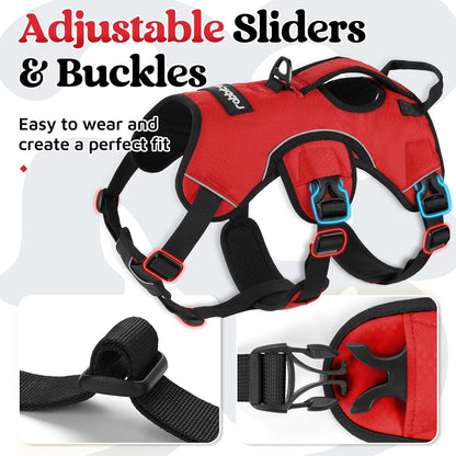 Escape Proof Dog Harness for Large, No Pull with Lift Handle | No Escape, Full Soft Padded, Reflective Adjustable Vest, Leash Clip for Walking Hiking Training, Black, Large