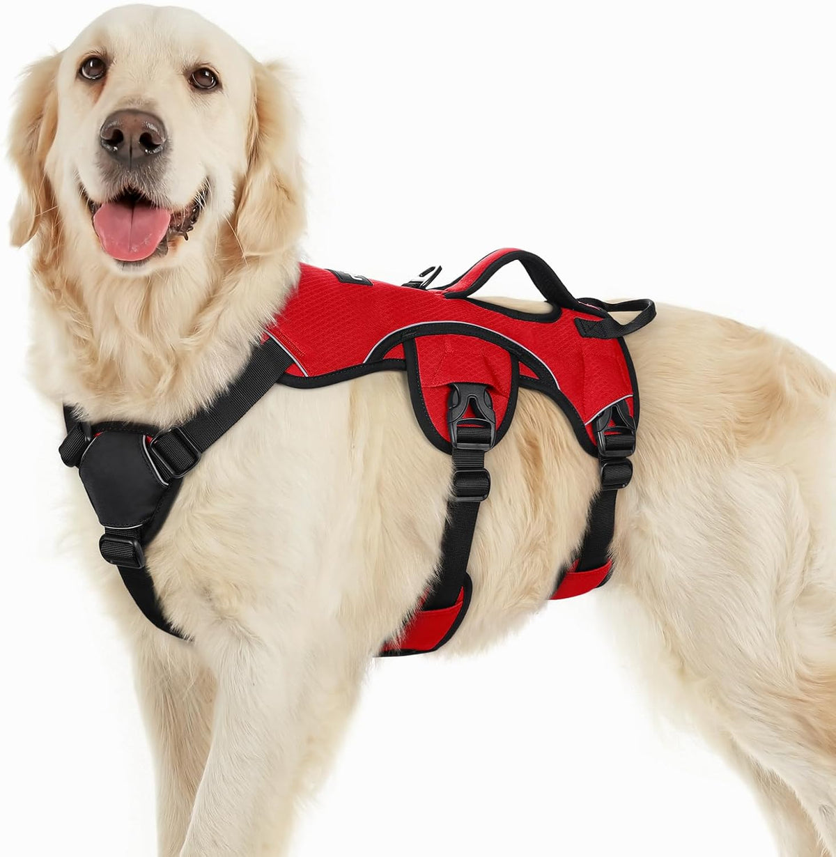 Escape Proof Dog Harness for Large, No Pull with Lift Handle | No Escape, Full Soft Padded, Reflective Adjustable Vest, Leash Clip for Walking Hiking Training, Black, Large