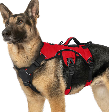 Escape Proof Dog Harness for Large, No Pull with Lift Handle | No Escape, Full Soft Padded, Reflective Adjustable Vest, Leash Clip for Walking Hiking Training, Black, Large