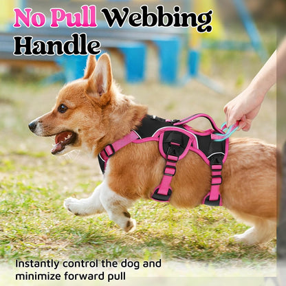 Escape Proof Dog Harness for Large, No Pull with Lift Handle | No Escape, Full Soft Padded, Reflective Adjustable Vest, Leash Clip for Walking Hiking Training, Black, Large