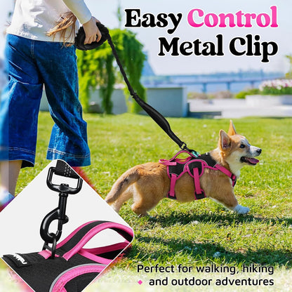 Escape Proof Dog Harness for Large, No Pull with Lift Handle | No Escape, Full Soft Padded, Reflective Adjustable Vest, Leash Clip for Walking Hiking Training, Black, Large