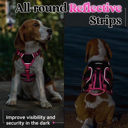 Escape Proof Dog Harness for Large, No Pull with Lift Handle | No Escape, Full Soft Padded, Reflective Adjustable Vest, Leash Clip for Walking Hiking Training, Black, Large
