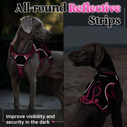 Escape Proof Dog Harness for Large, No Pull with Lift Handle | No Escape, Full Soft Padded, Reflective Adjustable Vest, Leash Clip for Walking Hiking Training, Black, Large